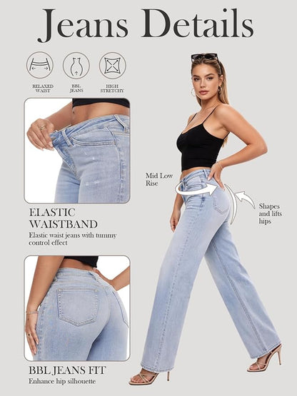 Wide-Leg Denim - Tummy Control Curve