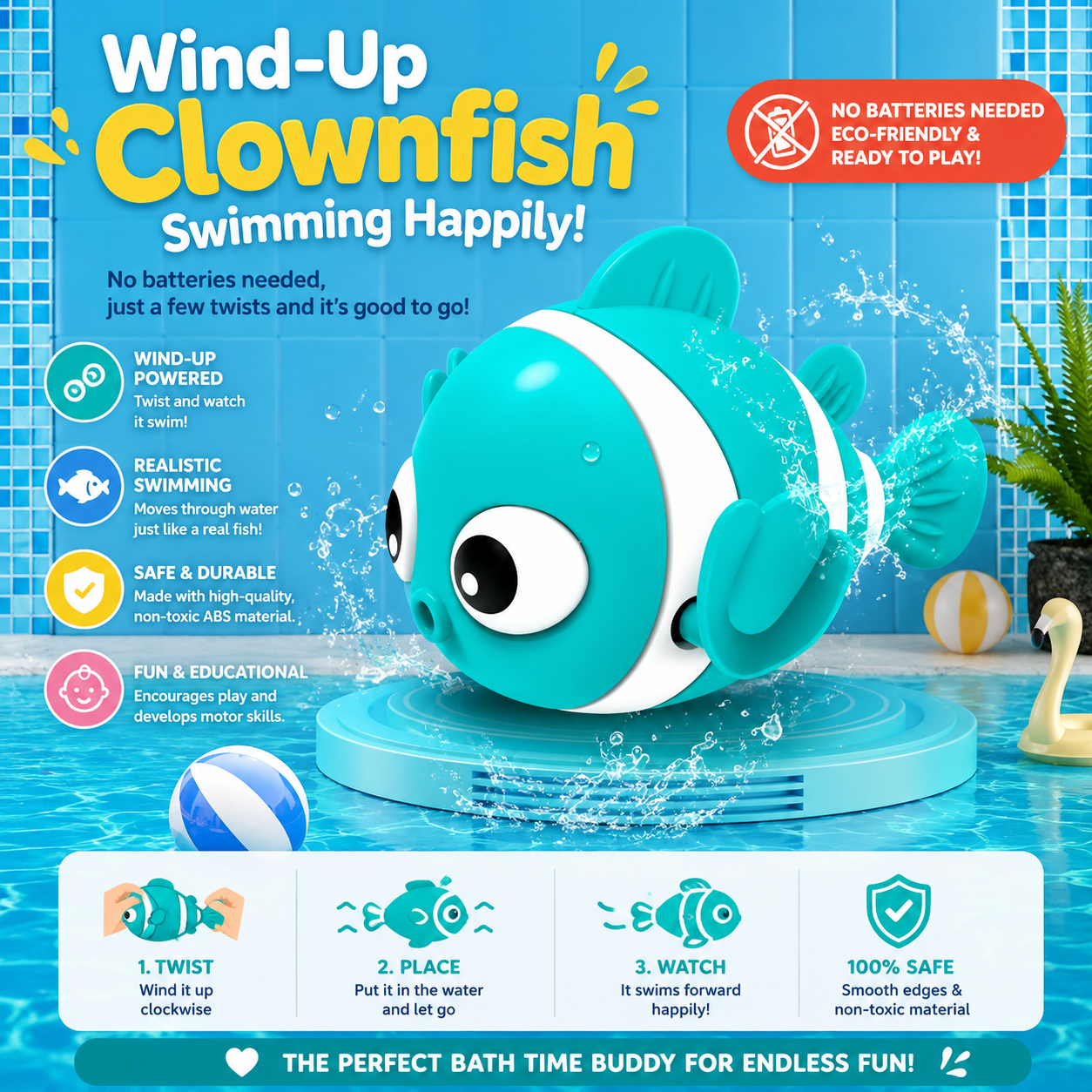 Clownfish Swimming - Baby Bath Toys