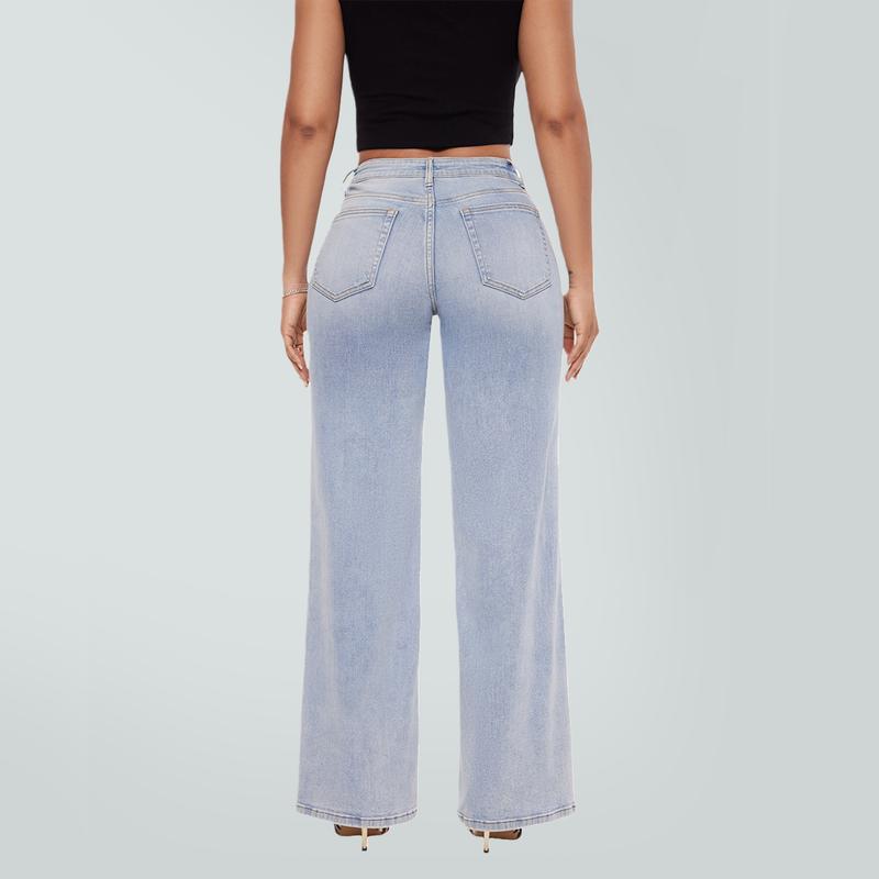 Tummy Control Curve - Wide-Leg Denim