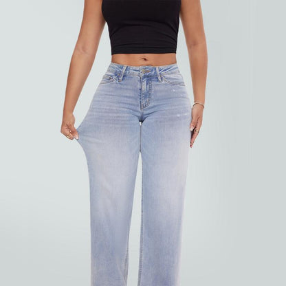 Tummy Control Curve - Wide-Leg Denim