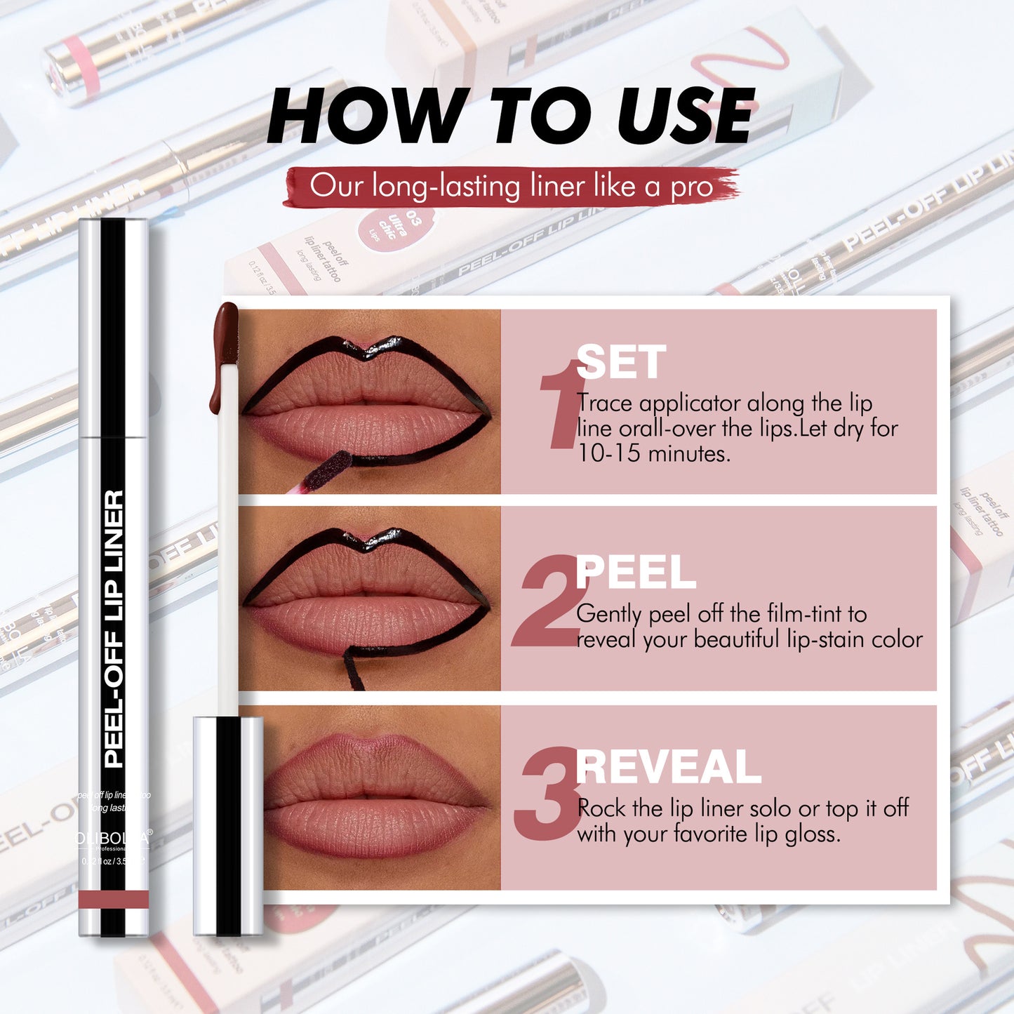 Peel-Off Lip Liner - Long Lasting & Waterproof