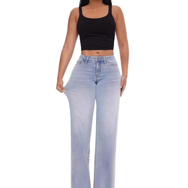 Tummy Control Curve - Wide-Leg Denim