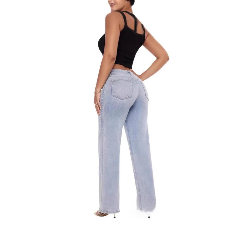 Tummy Control Curve - Wide-Leg Denim